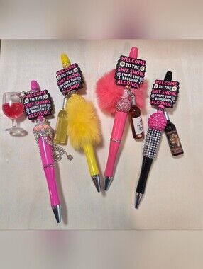 SET OF 4 Handcrafted "Shit Show" Focal Pens - Funny/Sassy Custom Bead Pens! 🥂